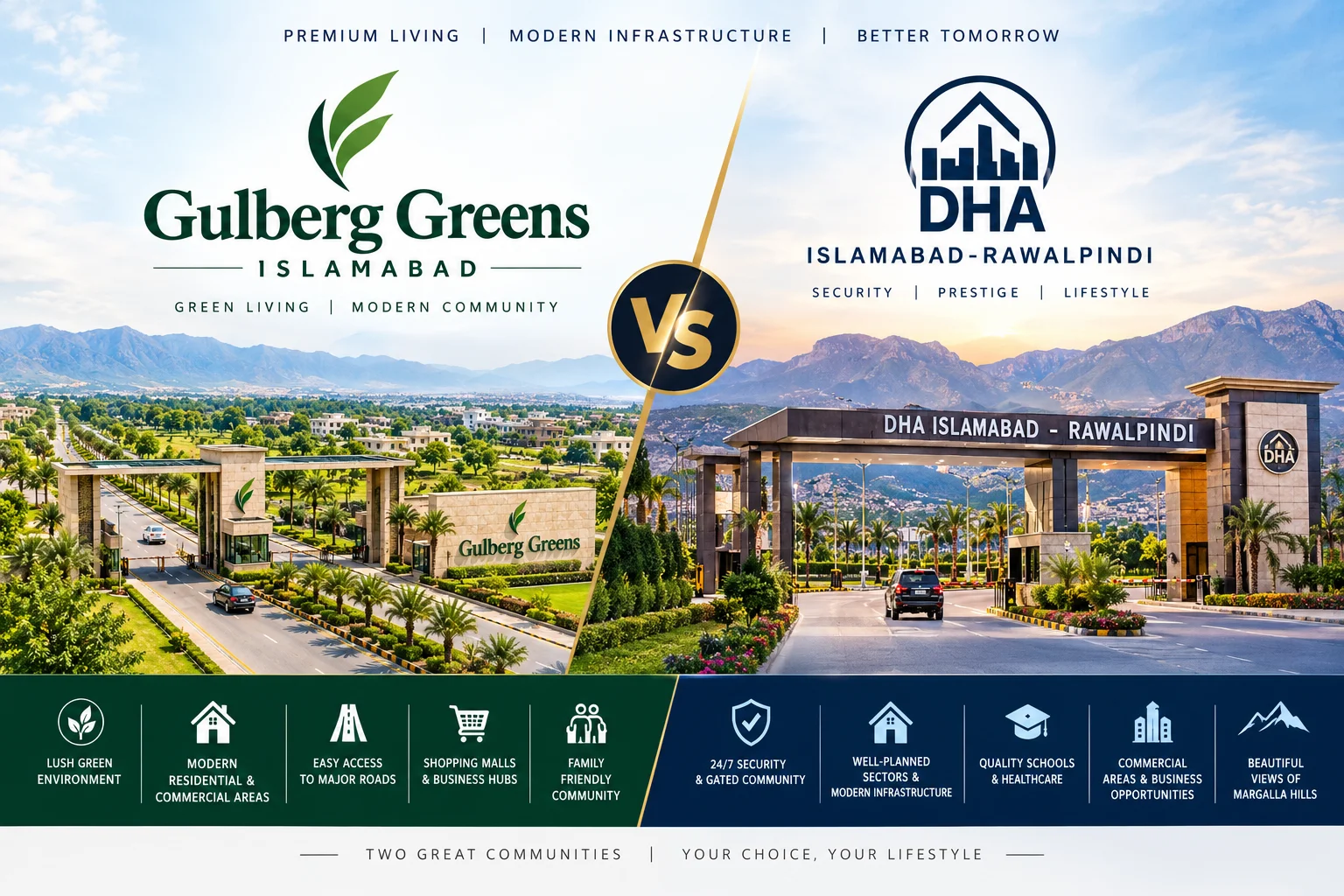 Gulberg Greens vs DHA Islamabad